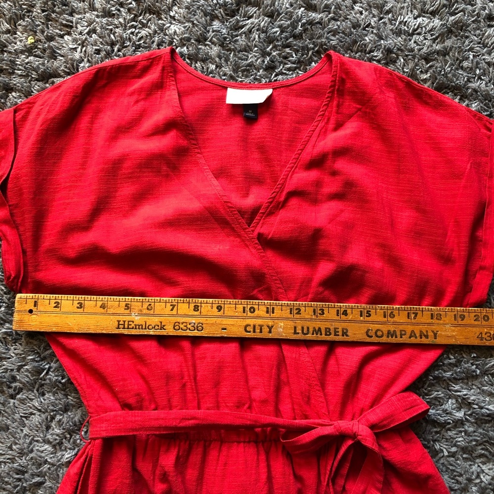Universal Thread Faux Wrap Dress Red Med - Picture 12 of 14